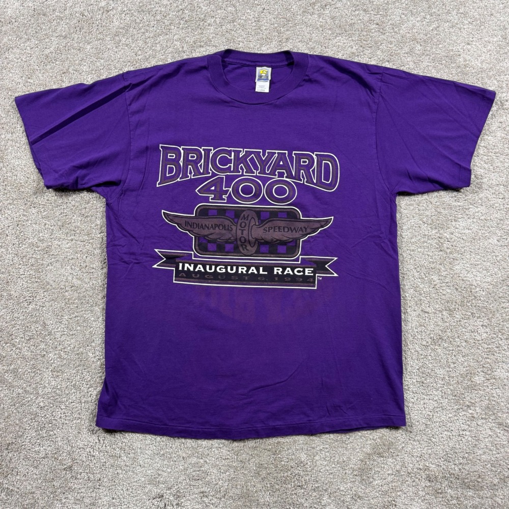 Vintage 1994 Brickyard 400 Inaugural Race T-Shirt Mens XL Purple Single Stitch